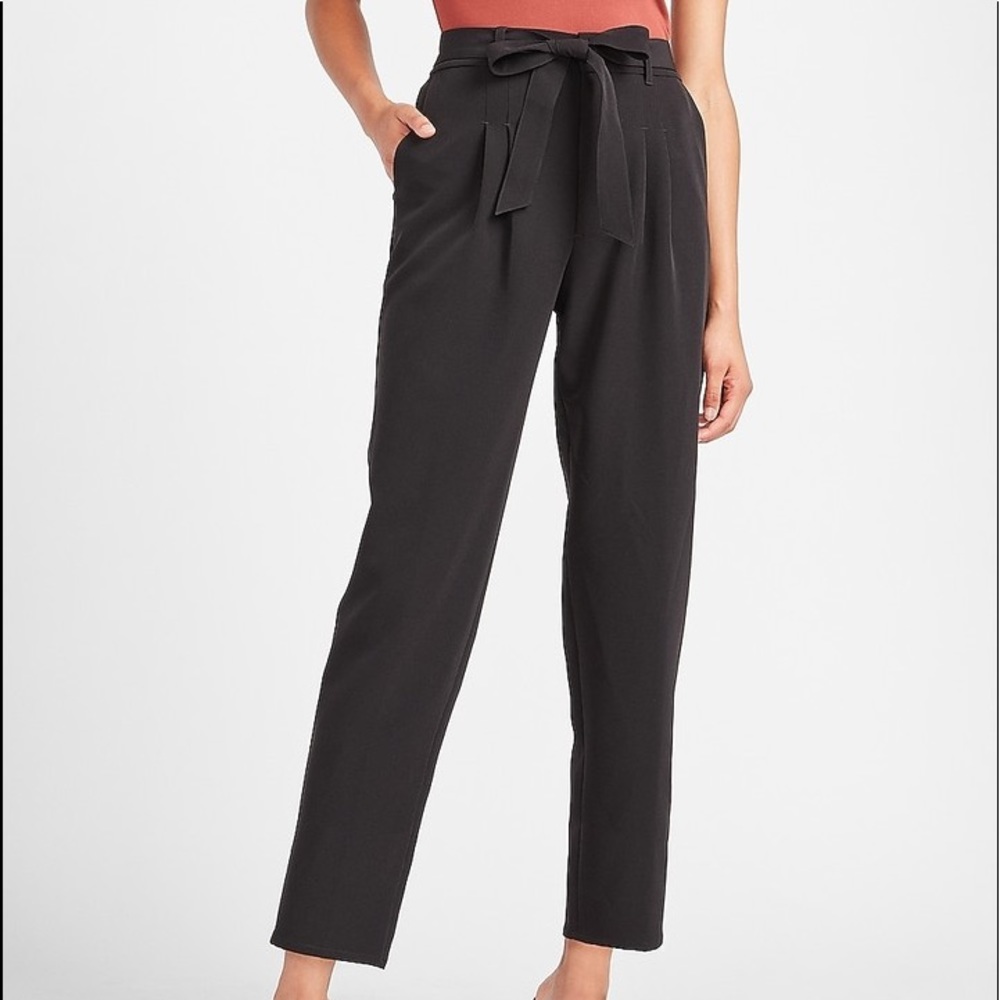 Express Super High Waisted Belted Twill Ankle Pant